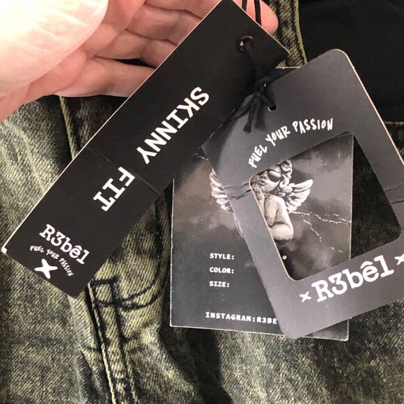 Men's R3BEL Skinny Jeans Denim Distressed Fashion Cargo Pockets Size 36 / 32L - Picture 7 of 9